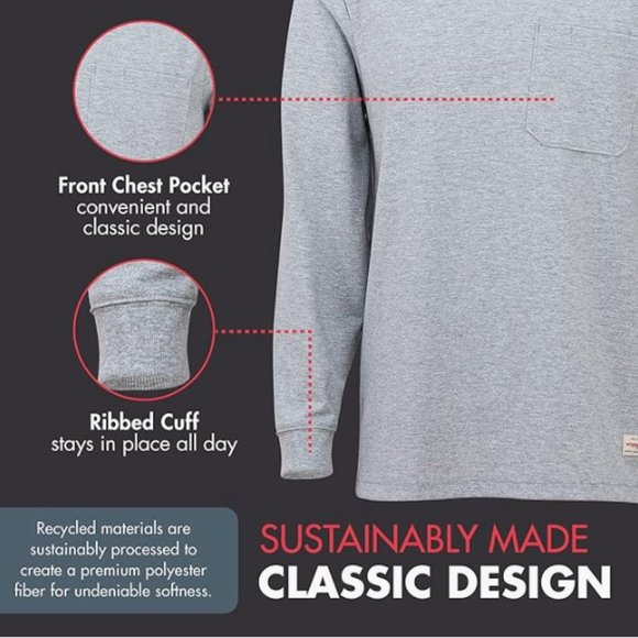 Wrangler Long Sleeve Layering Tee for Men 2pc pack (Navy / Grey), size M - Picture 4 of 8